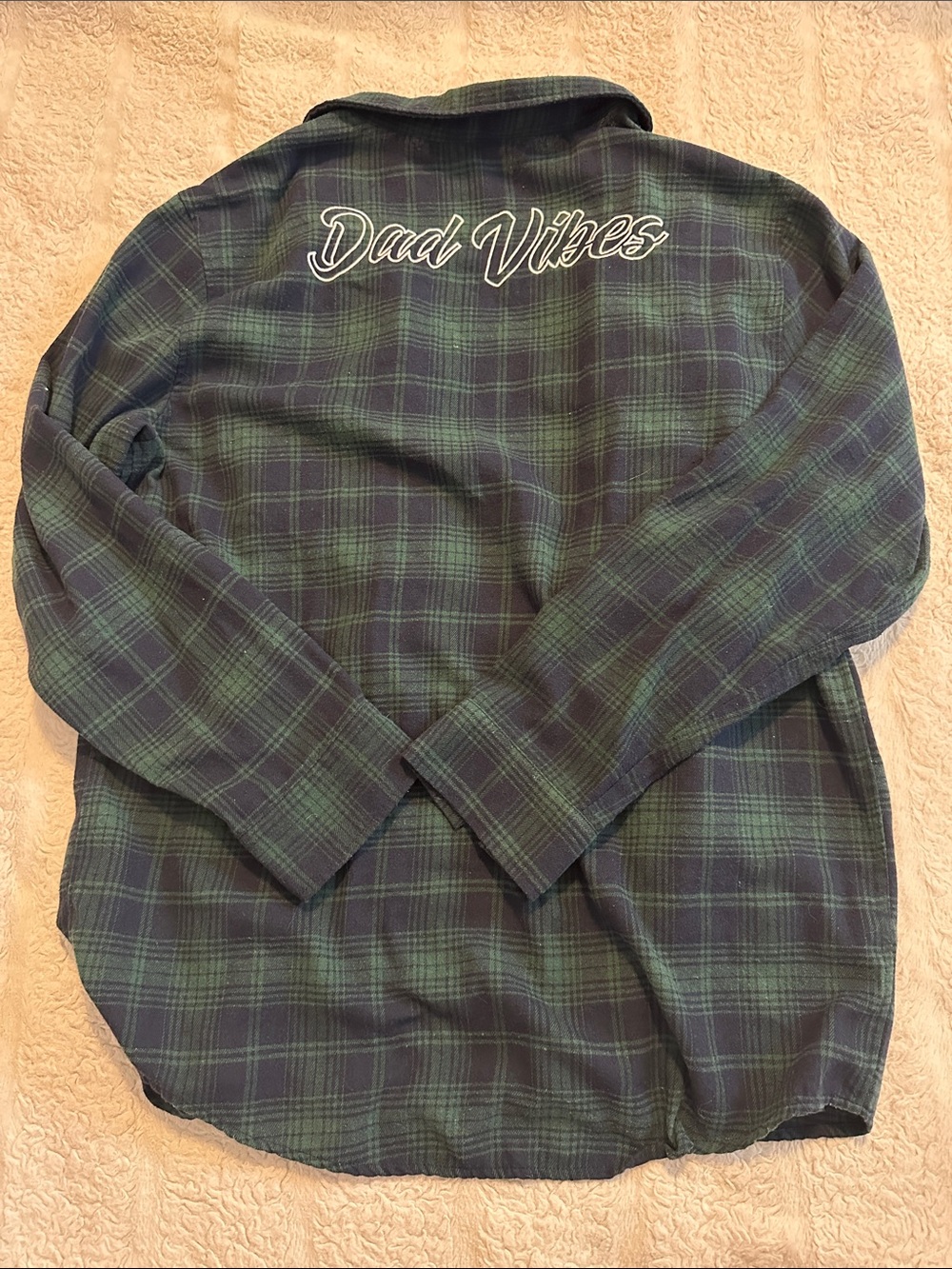 Dad Vibes Green Plaid Casual Button-Down Shirt